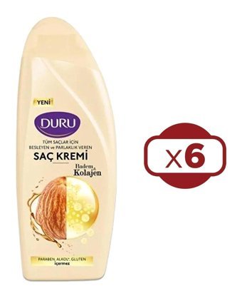 Duru Badem-Kolajen Sülfatsız Besleyici-Onarıcı Tuzsuz Boyalı Tüm Saçlar için Kadın Saç Kremi 6x500 ml