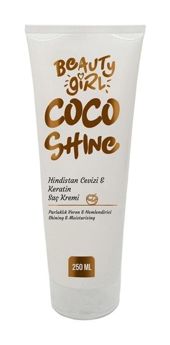Beauty Girl Coco Shine Hindistan Cevizi-Keratin Besleyici-Onarıcı Tuzsuz Keratinli Boyalı Tüm Saçlar için Kadın Saç Kremi 250 ml
