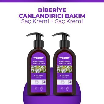 Tresan Rosemary Biberiye Özü Sülfatsız Besleyici-Onarıcı Tuzsuz Boyalı Tüm Saçlar için Kadın Saç Kremi 2x300 ml