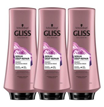 Gliss Serum Deep Repair Protein Komleksi-Hint İnciri Sülfatsız Onarıcı Tuzsuz Boyalı Tüm Saçlar için Kadın Saç Kremi 3x360 ml