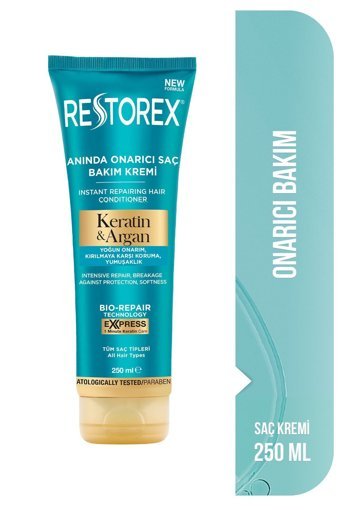 Restorex Bio-Repair Argan Yağı-Keratin Silikonsuz Sülfatsız Onarıcı Tuzsuz Boyalı Tüm Saçlar için Kadın Saç Kremi 250 ml