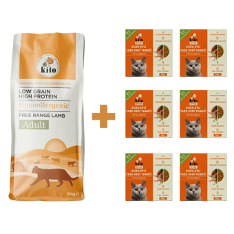 Kito Kuzu Etli Düşük Tahıllı Yetişkin Kuru Kedi Maması 2 kg