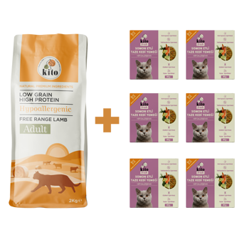 Kito Somonlu Düşük Tahıllı Yetişkin Kuru Kedi Maması 2 kg