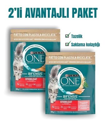 Purina One Somonlu Kısırlaştırılmış Yetişkin Kuru Kedi Maması 2x800 gr
