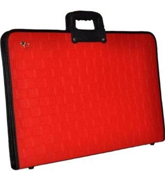Seyfikirtasiye Teknik Desenli Fermuarlı Kırmızı Plastik Resim Çantası 38x55 cm