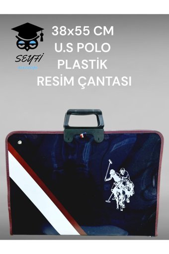 U.S. Polo Assn. Fermuarlı Siyah Plastik Resim Çantası 38x55 cm