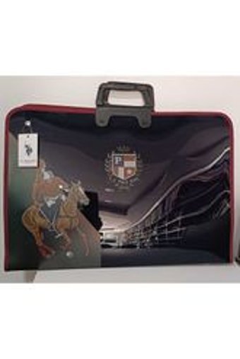 U.S. Polo Assn. Desenli Fermuarlı Siyah Resim Çantası 37x55 cm