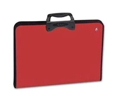 Abka Teknik Fermuarlı Kırmızı Deri Resim Çantası 37x54 cm