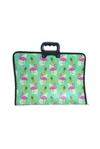 Stilo Pink Swan Desenli Fermuarlı Turkuaz Plastik Resim Çantası 11x37x54 cm