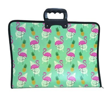 Stilo Pink Swan Desenli Fermuarlı Turkuaz Plastik Resim Çantası 11x37x54 cm