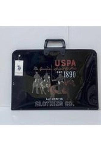 Polo Desenli Fermuarlı Siyah Plastik Resim Çantası 38x55 cm