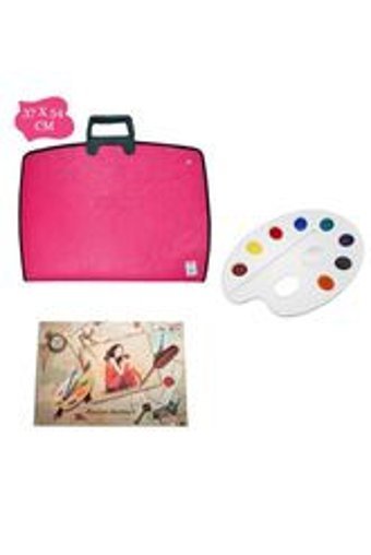Abka Pro Art Fermuarlı Pembe Plastik Resim Çantası 37x54 cm