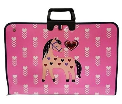 Polo Desenli Fermuarlı Pembe Plastik Resim Çantası 40x55 cm