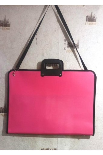 Tml Fermuarlı Pembe Plastik Resim Çantası 38x55 cm