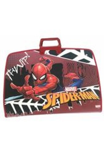Marvel Spiderman Desenli Fermuarlı Kırmızı-Sİyah Plastik Resim Çantası 38x55 cm