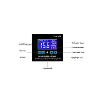 Zfx ZFX-W1412A 110 Derece 0.1 Derece Hassasiyet Kablolu Dijital Termostat