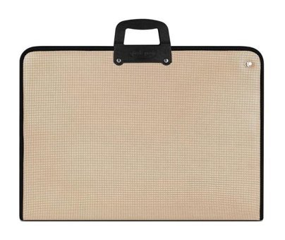 Gözde Proje Sanatsal Fermuarlı Kahverengi Deri Resim Çantası 40x55 cm