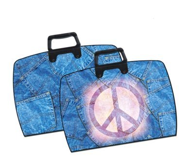 Abka Gençlik Desenli Fermuarlı Mavi Kumaş Resim Çantası 38x55 cm