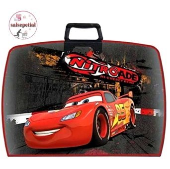 Salsepetial Desenli Fermuarlı Kırmızı-Siyah Plastik Resim Çantası 37x54 cm