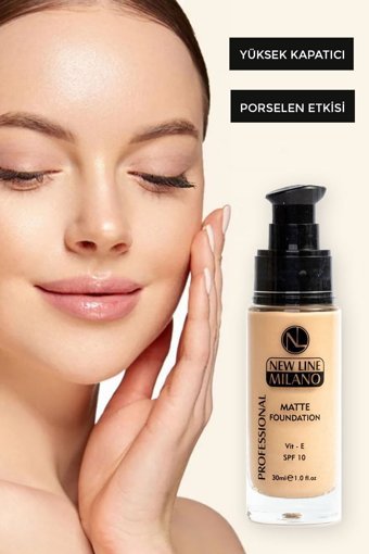 New Line Milano 01 Açık Ton Krem Şişe Fondöten 30 ml