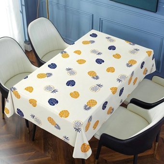 JTZYM Retro PVC 140x220 cm Dikdörtgen Masa Örtüsü Beyaz-Mavi-Sarı