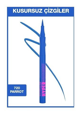 Maybelline New York Hyper Precise All Day 720 Parrot Suya Dayanıklı Işıltılı Neon Mavi Kalıcı İnce Uçlu Keçe Kalem Eyeliner