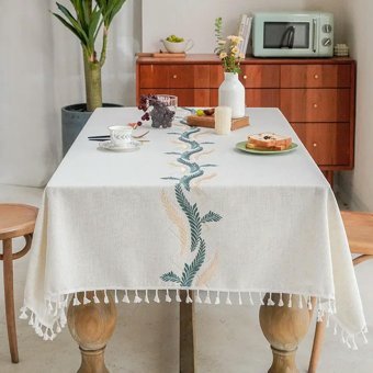 SQMSK İskandinav Tarzı Keten 90x300 cm Dikdörtgen Masa Örtüsü Beyaz