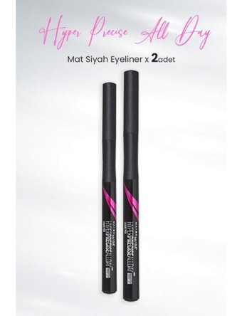 Maybelline New York Hyper Precise All Day 2'li Suya Dayanıklı Mat Koyu Siyah Kalıcı İnce Uçlu Keçe Kalem Eyeliner