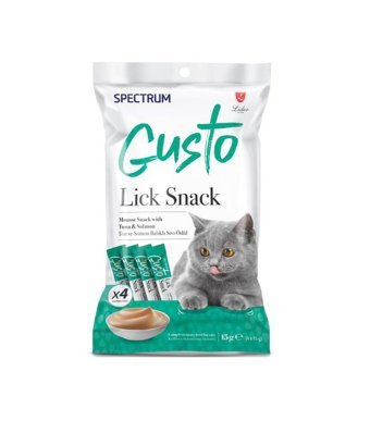 Spectrum Gusto Lick Snack Ton Balığı-Somonlu Jöle Yetişkin Yaş Kedi Maması 4x15 gr