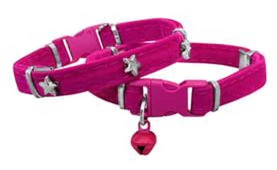 Markapet Yıldızlı Zilli Taşlı Pembe Gezdirme Boyun Kedi Tasması