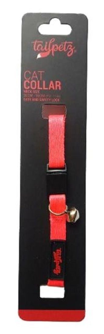 Tailpetz Zilli Düz Kırmızı Gezdirme Boyun Kedi Tasması