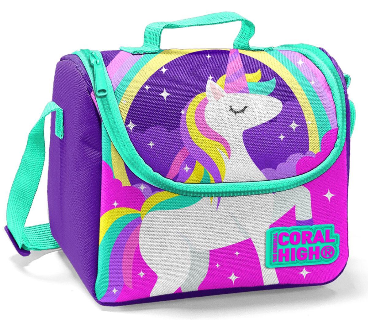 Coral High Unicorn Termoslu Unicorn Mor - Pembe Beslenme Çantası