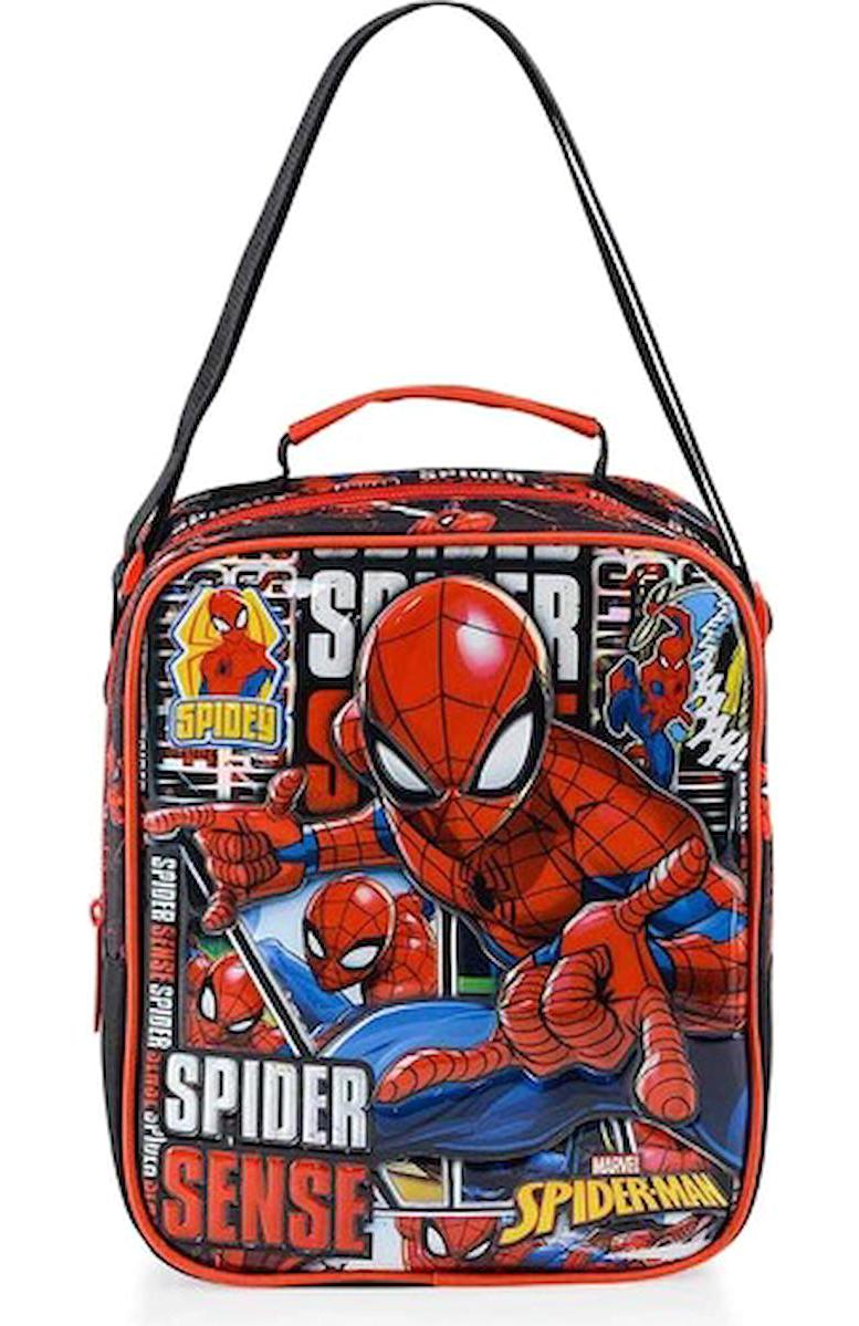 Ottonya 48101 Örümcek Adamlı Termoslu Spiderman Siyah Beslenme Çantası