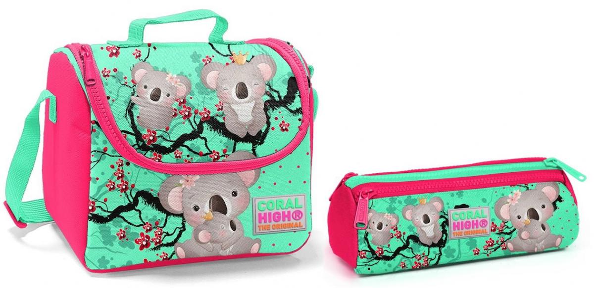 Coral High Koala Termoslu Çok Renkli Beslenme Çantası + Kalemlik Seti