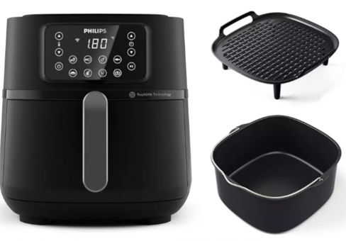 Philips Essential Dijital XXL 5000 Series HD9285/96 Airfryer 7.2 lt Tek Hazneli Izgara Yapan Sıcak Hava Fritözü Siyah