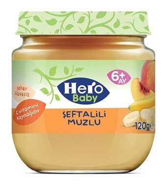Hero Baby Tahıllı Glutensiz Organik Muzlu-Şeftali Kavanoz Maması 120 gr