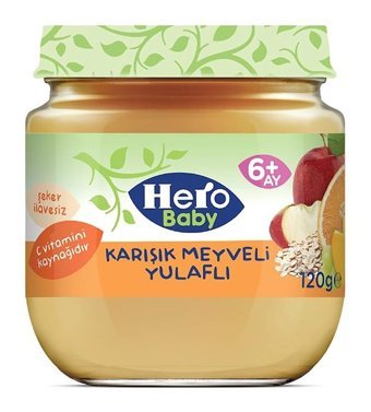 Hero Baby Yenidoğan Laktozsuz Tahıllı Glutensiz Organik Karışık Meyveli Kavanoz Maması 120 gr
