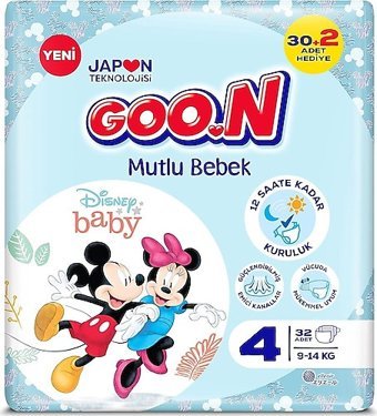 Goon Mutlu Bebek 4 Numara Bantlı Bebek Bezi 32'li