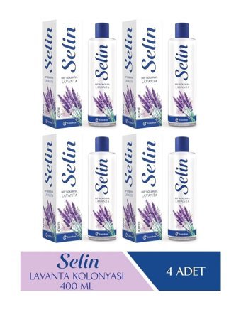Selin Lavanta Cam Şişe Kolonya 4x400 ml