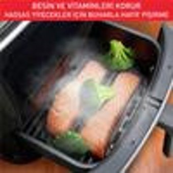 Tefal Easy Fry Grill Steam Airfryer 6.5 lt Tek Hazneli Izgara Yapan Yağsız Sıcak Hava Fritözü Siyah