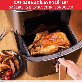 Tefal Easy Fry Grill Steam Airfryer 6.5 lt Tek Hazneli Izgara Yapan Yağsız Sıcak Hava Fritözü Siyah