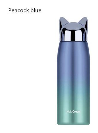 Alibee Sevimli Kedi Paslanmaz Çelik 0.3 lt Outdoor Termos Mavi