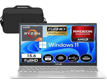 Asus Vivobook D515DA-EJ1423W2 Dahili AMD Radeon Vega 3 AMD Ryzen 3 3250U 4 GB Ram 512 GB SSD 15.6 inç Full HD Windows 11 Laptop + Çanta