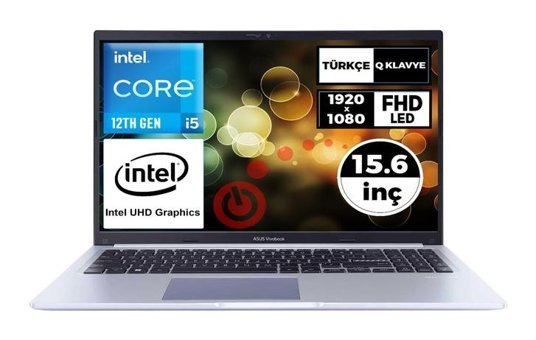 Asus Vivobook 15 X1502ZA-EJ1067014 Dahili Intel Iris Xe Graphics Eligible Intel Core i5 1235U 8 GB Ram 512 GB SSD 15.6 inç Full HD Windows 11 Pro Laptop