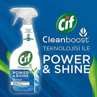 Cif Power&Shine Konsantre Sprey Banyo Temizleyici 750 ml + Banyo Temizleyici Serum 70 ml