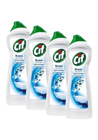 Cif Mikro Kristaller Krem Mutfak ve Banyo Temizleyici 4x750 ml