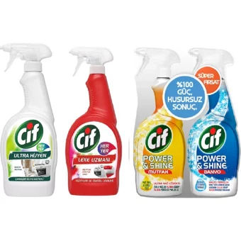 Cif Ultra Hijyen Sprey Mutfak ve Banyo Temizleyici 4x750 ml