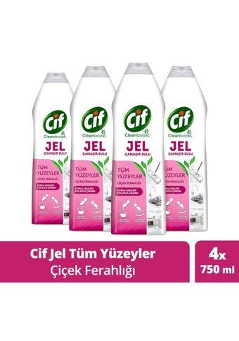 Cif Çiçek Ferahlığı Jel Mutfak ve Banyo Temizleyici 4x750 ml