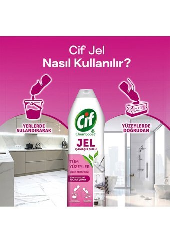 Cif Çiçek Ferahlığı Jel Mutfak ve Banyo Temizleyici 4x750 ml