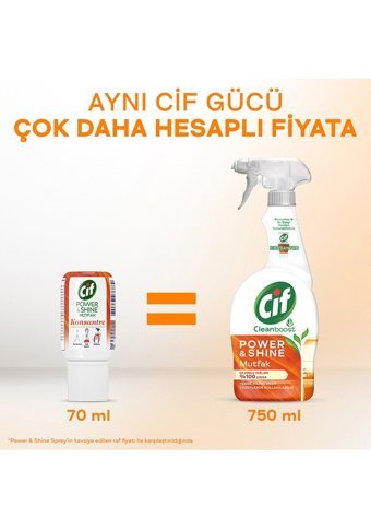 Cif Power&Shine Konsantre Sprey Mutfak ve Banyo Temizleyici 8x70 ml